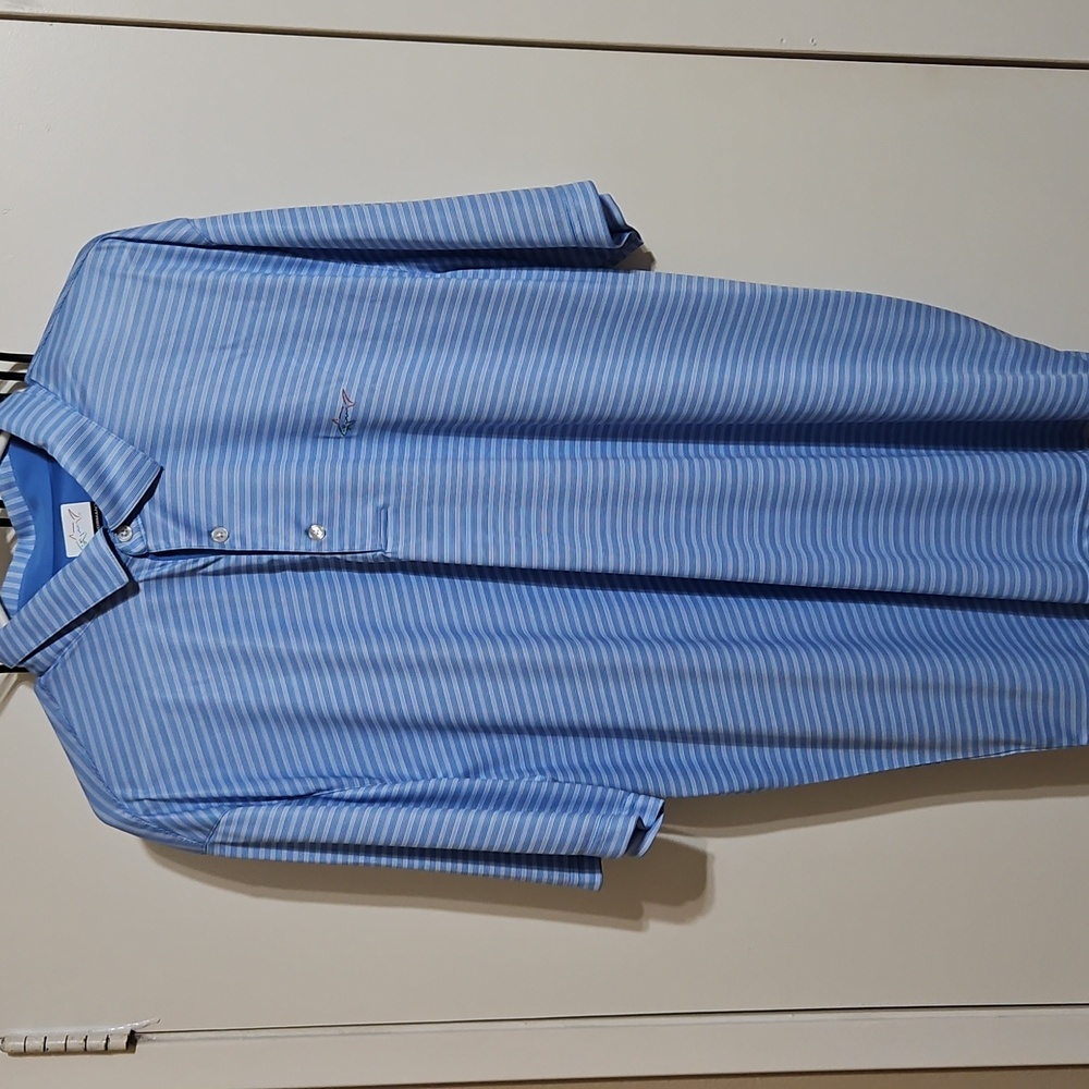 Greg Norman Blue Striped Mens Polo Size XXL